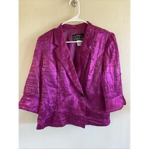 Vintage VTG Alex Evenings Fuschia Crushed Polyester Blouse Brooch Medium Petites